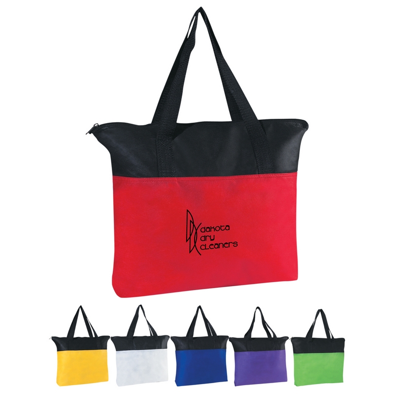 Customized Non-Woven Zippered Shop Tote Bag | Promotional Tote Bags ...